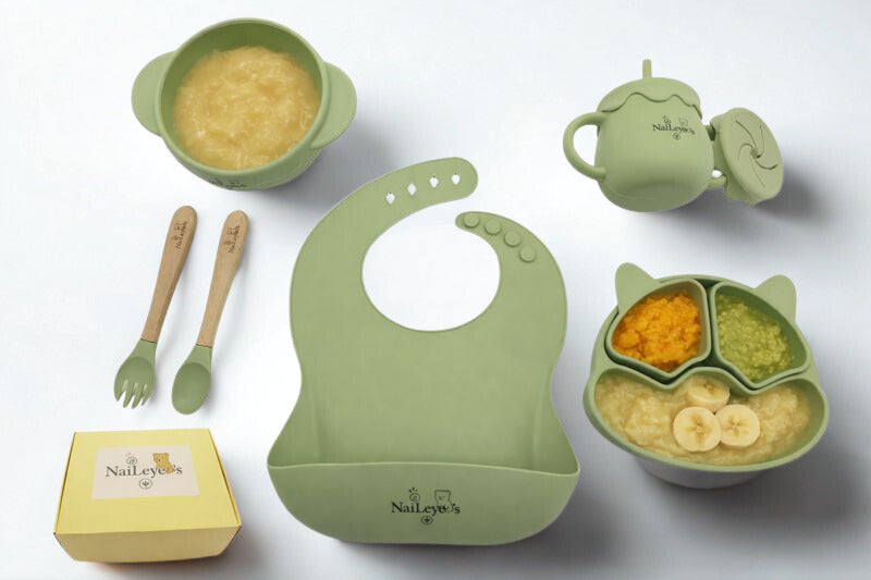 NaiLeye’s Silicone Baby Feeding Set | 7-Piece BPA-Free (6+ Months)